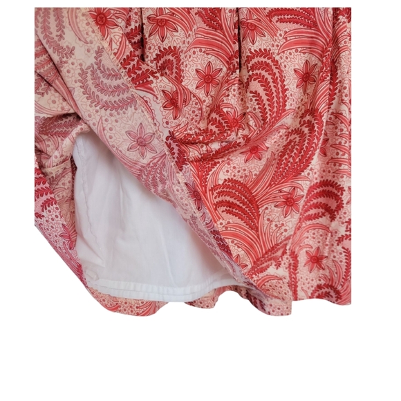 Talbots Plus Sz 14W Red Paisley Pleated Preppy Corpcore Summer A Line Skirt - Picture 7 of 12